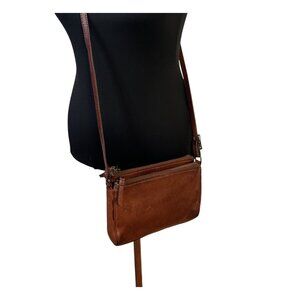 Margot Robbie Brown Genuine Leather Crossbody Shoulder Bag Minimalist